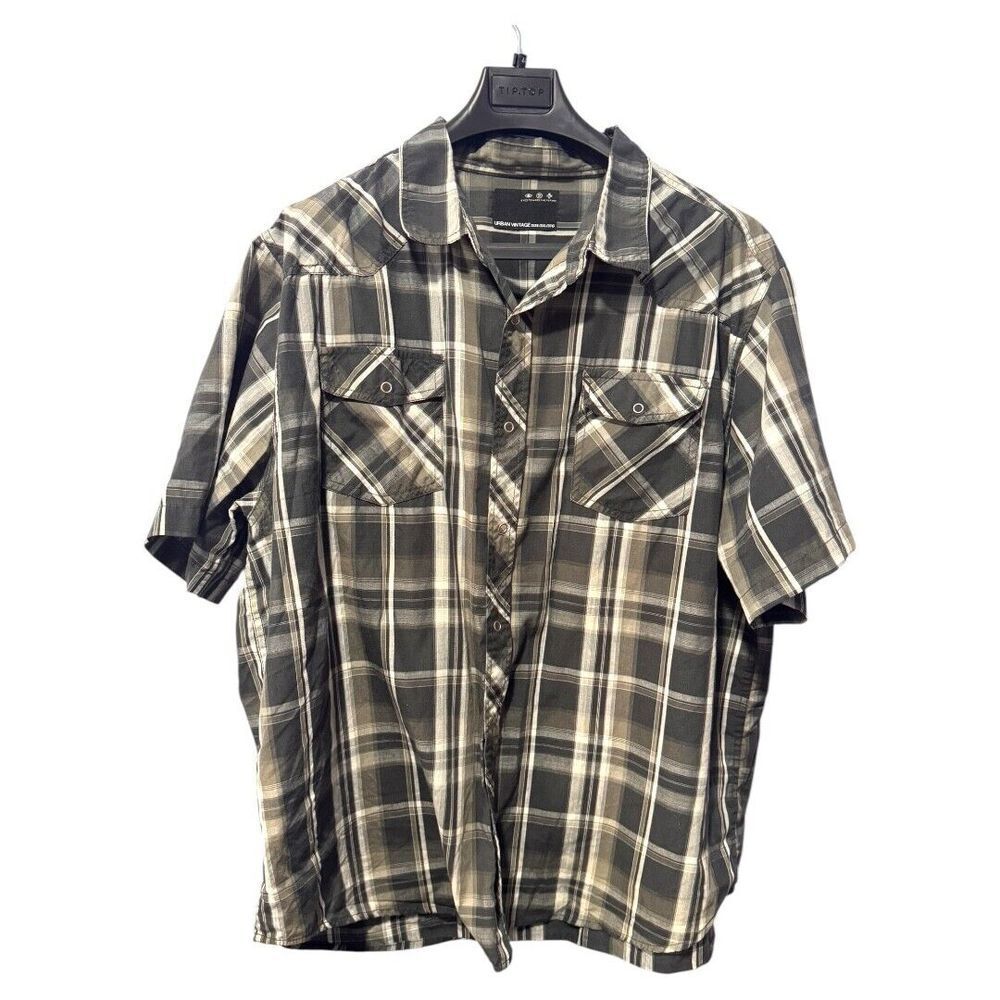 Urban Vintage 3xl‎ black plaid men's button down shirt